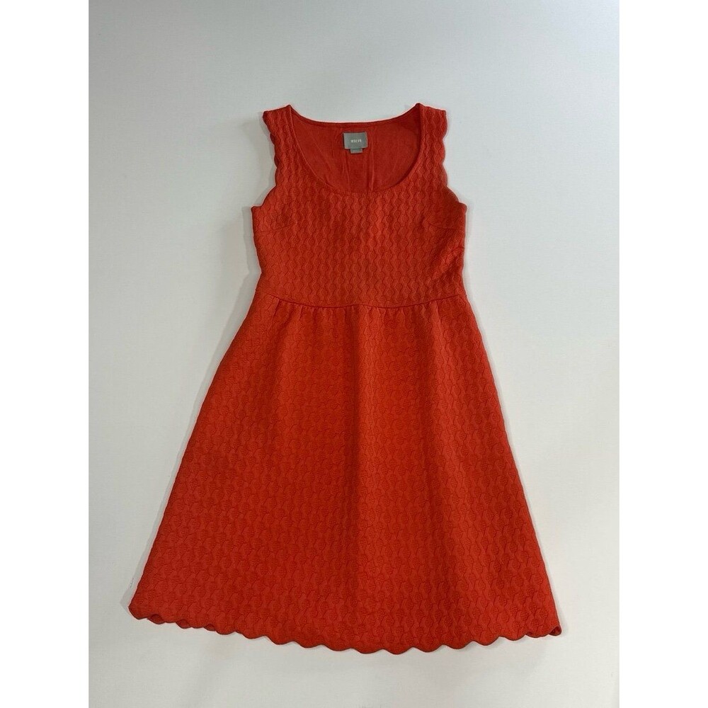 Anthropologie Maeve Caye Scalloped Dress Size S Orange